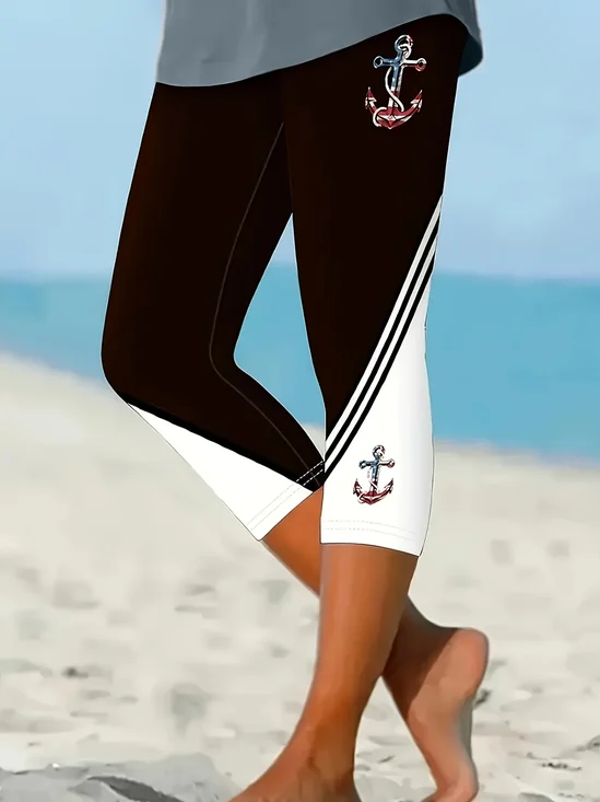 Women's Anchor Print Casual Leggings