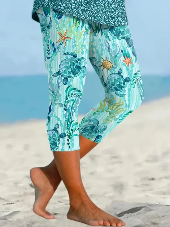 Women's Turtle Print Casual Leggings