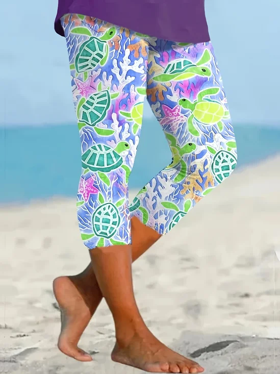 Women's Turtle Print Casual Leggings