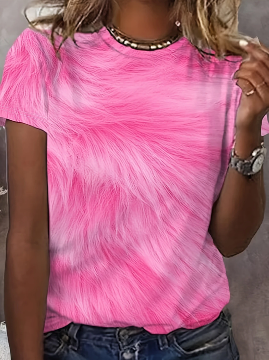 Women's Abstract Print Casual Round Neck Short Sleeve T-Shirt