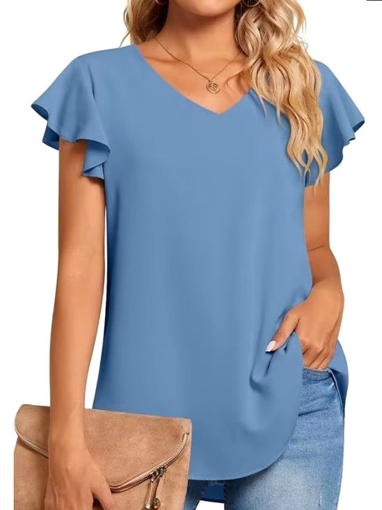 Plain Casual V Neck T-Shirt