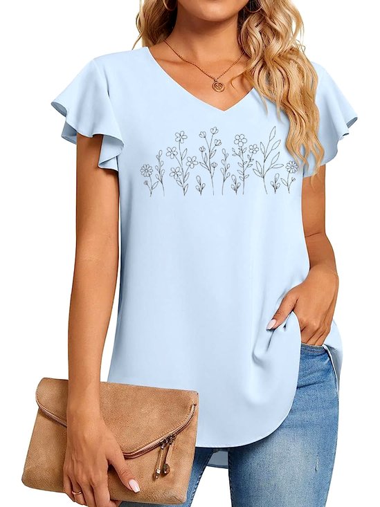 Cotton Regular Fit Casual V Neck T-Shirt