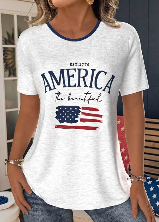 Jersey Crew Neck Letter Pattern Casual T-Shirt