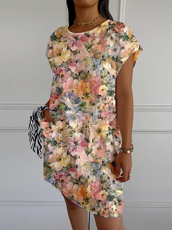 Crew Neck Casual Dress With No