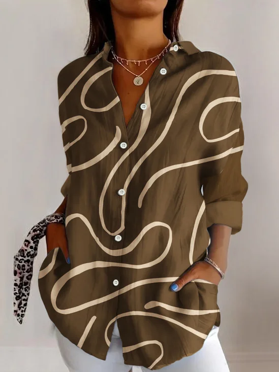 Geometric line printed long sleeved shirt