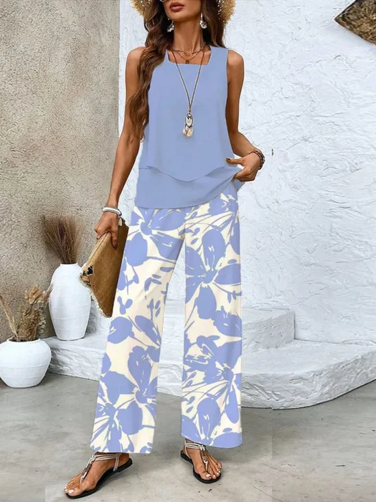 Casual Square Neck Two-Piece Set