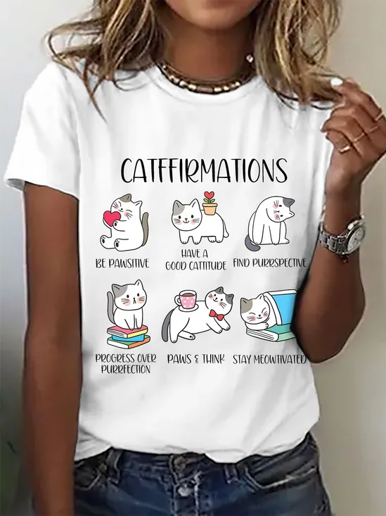 Positive Cats Catffirmations Cotton T-shirt