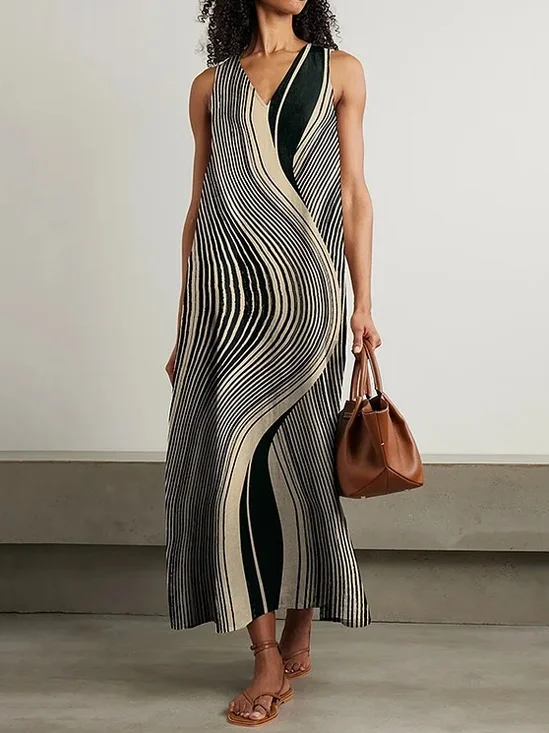 Striped Casual Dress With No Belt
