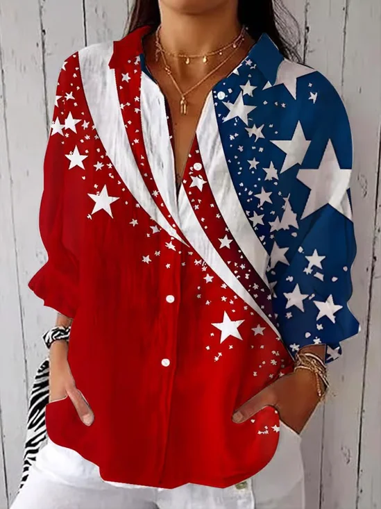 Women's Independence Day Printed Casual Shirt