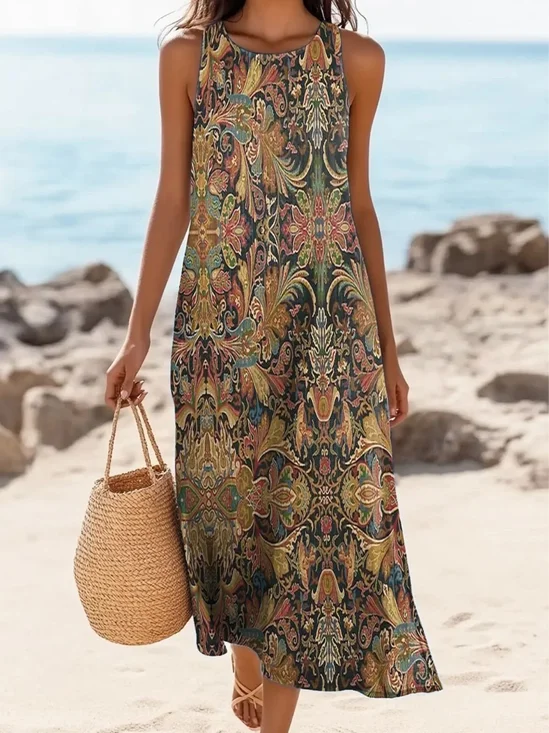 Simple Regular Fit Crew Neck Dress With No