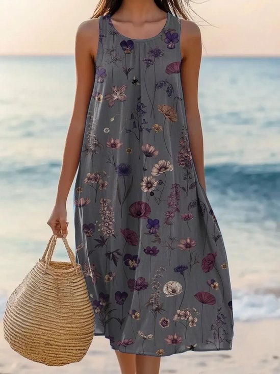 Crew Neck Casual Cotton Regular Fit Dress With No