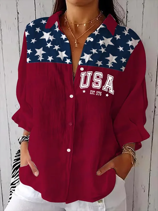 Women's Independence Day 1776 Printed Casual Shirt
