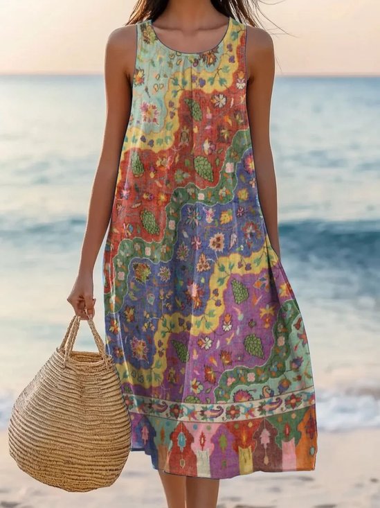 Cotton Casual Dress With No