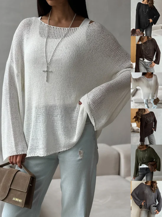 Off The Shoulder Cotton Loose Boho Sweater