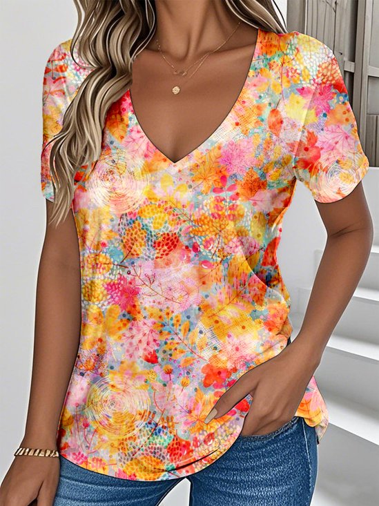 Botanical Pattern Casual T-Shirt