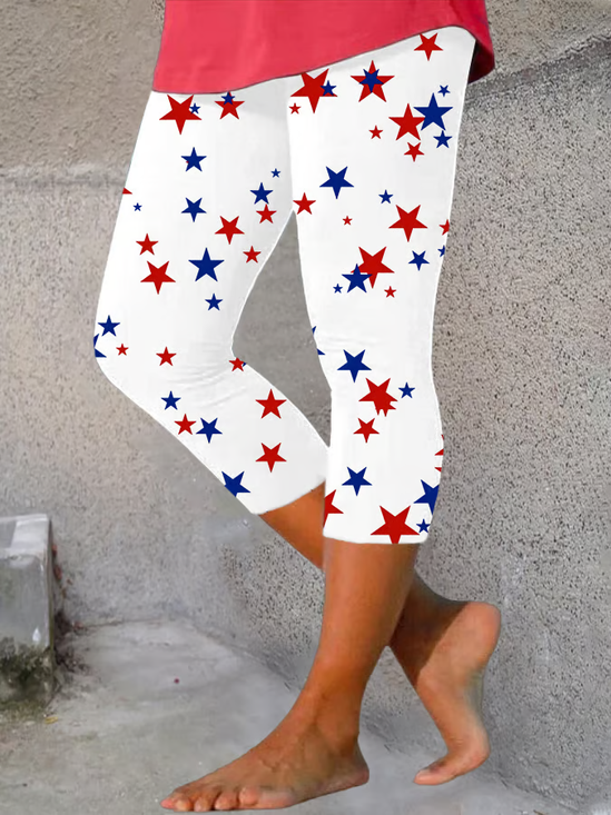 Women's Independence Day Star Print Casual Leggings