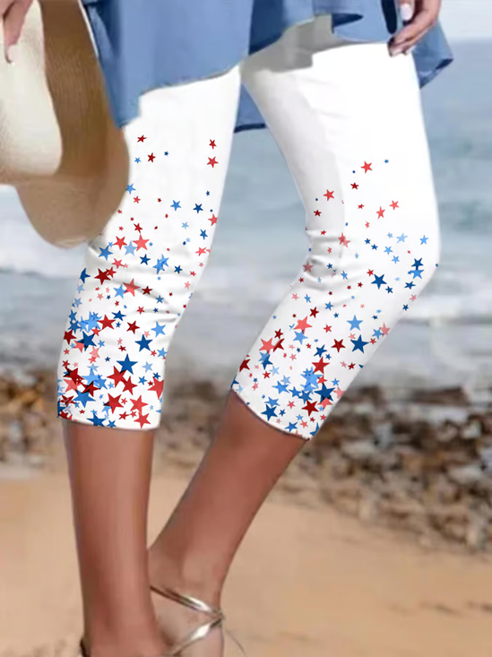 Women's Independence Day Star Print Casual Leggings