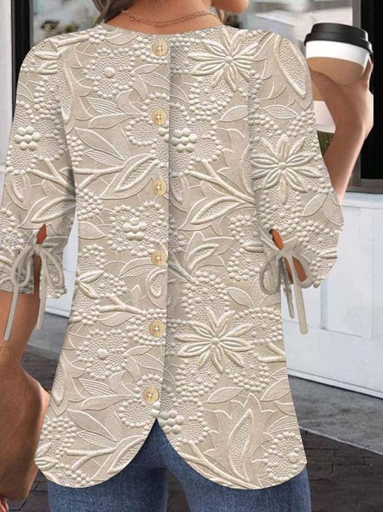 Regular Fit Street Crew Neck Balloon Sleeve Blouse