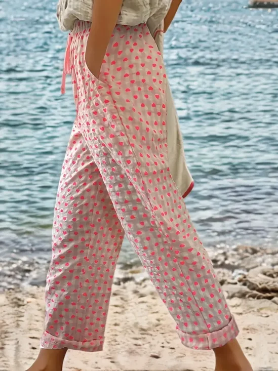 Women's Polka Dot Print Casual Pants