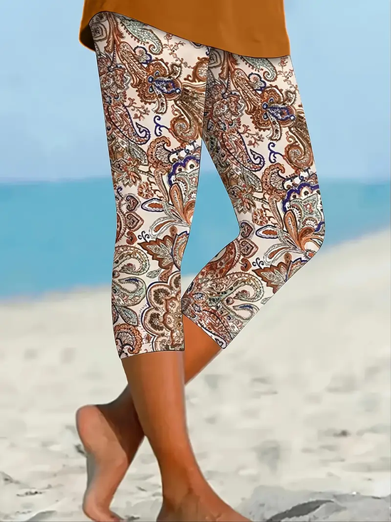 Women's Paisley Floral Print Casual Leggings