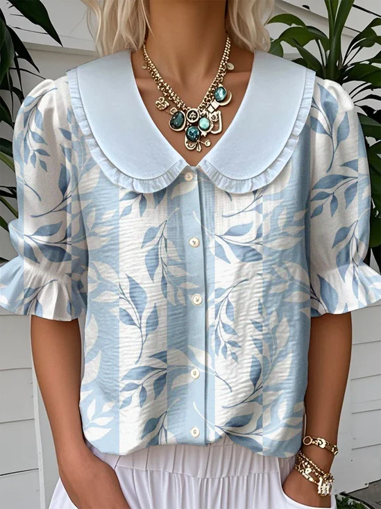 Shawl Collar Casual Multicolor Block Loose Shirt