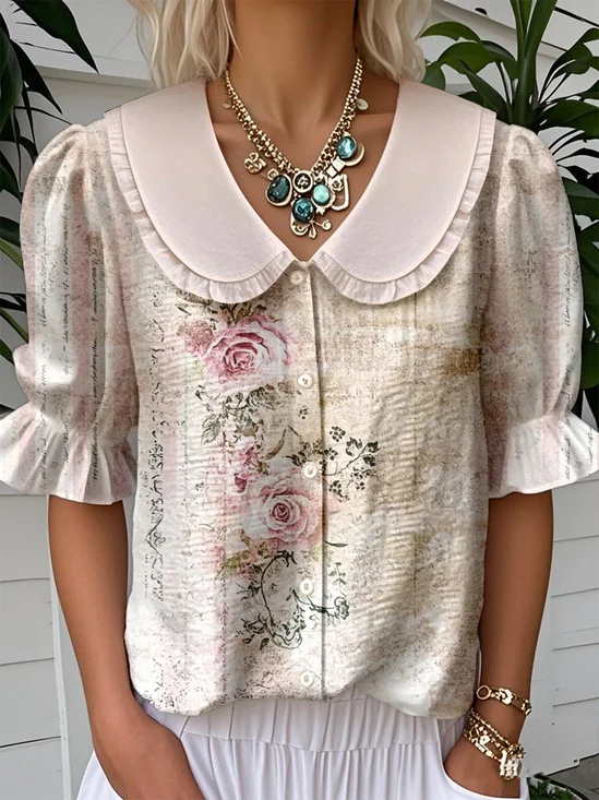 Loose Casual Shawl Collar Shirt