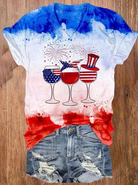 America Flag Regular Fit Cotton Casual T-Shirt