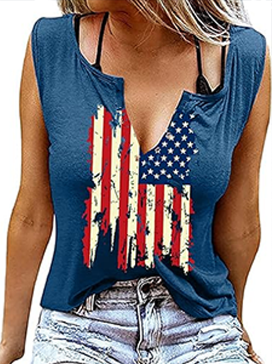 Casual America Flag Regular Fit Tank Top