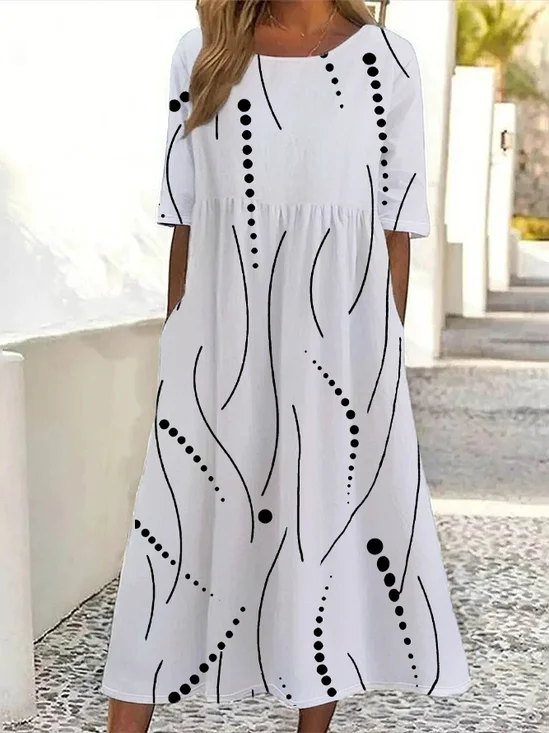 Women's Polka Dot Printed Casual Round Neck Short Sleeve Dress