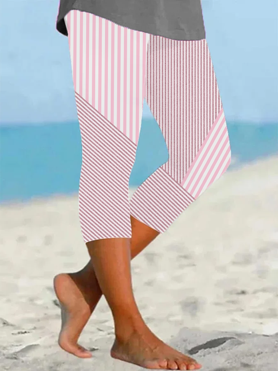 Women's Striped Print Casual Leggings