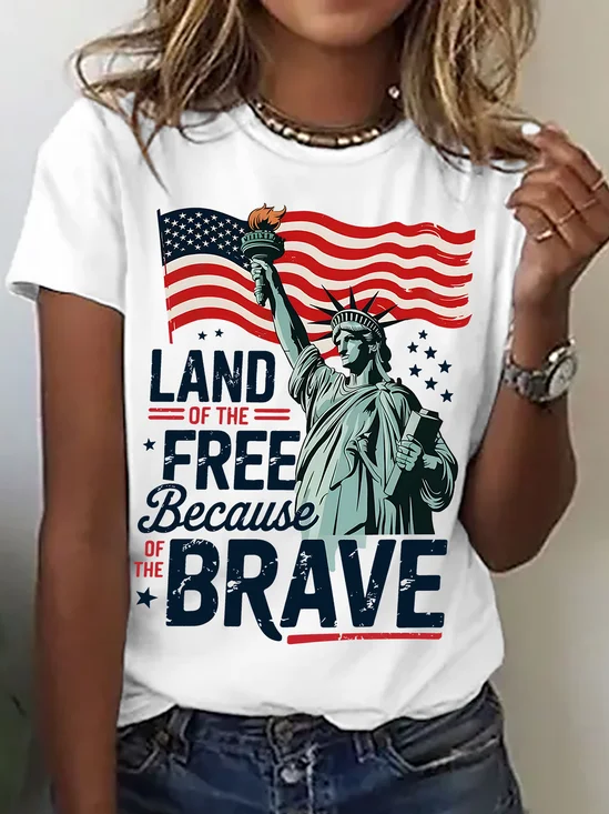 4th Of July Png Land Of The Free Because Of The Brave Cotton T-Shirt