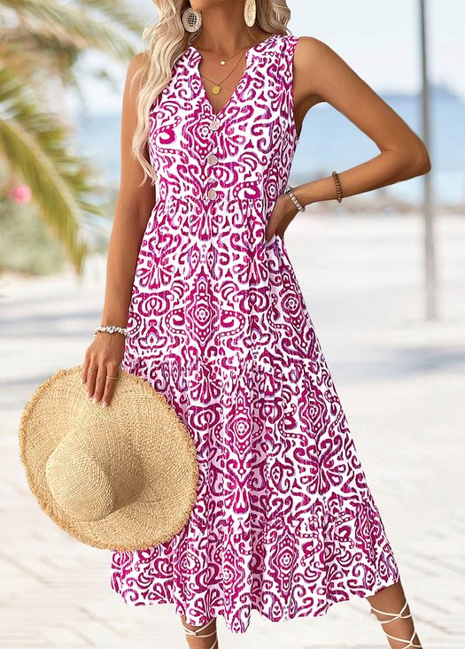 Casual Loose Notched Buckle Dress