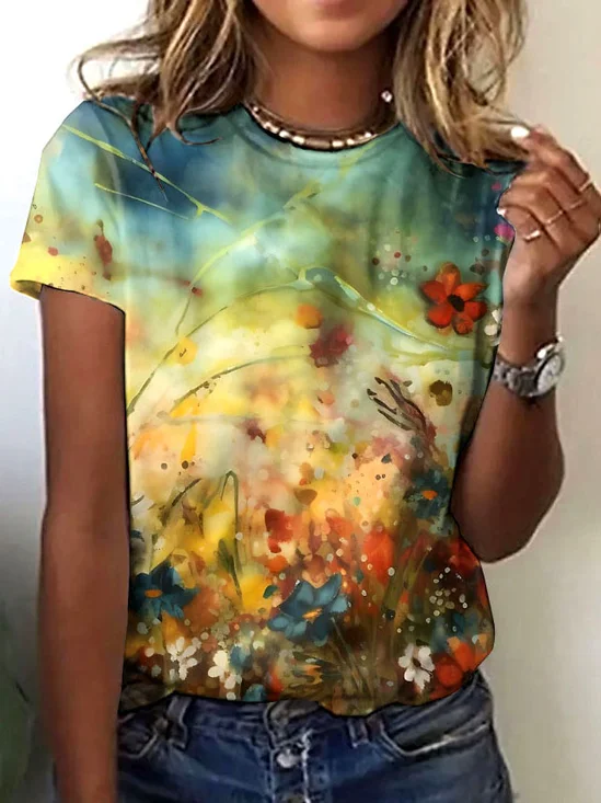 Crew Neck Regular Fit Cotton Vintage T-Shirt