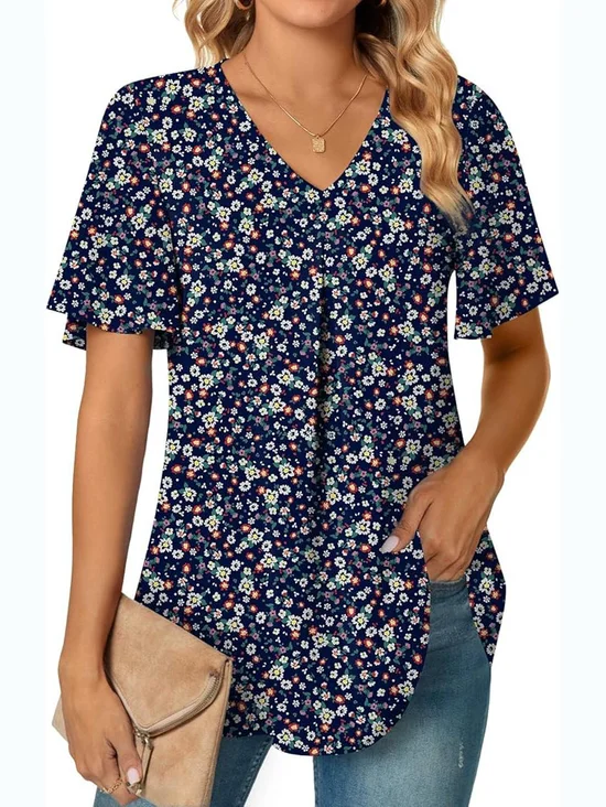 Cotton V Neck Casual Shirt