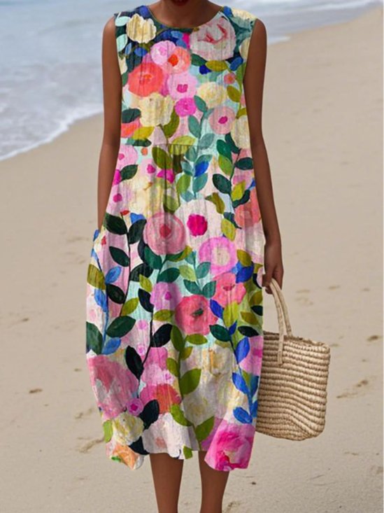 Vacation Cotton Dress With No