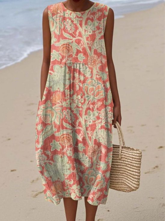 Regular Fit Floral Simple Dress With No