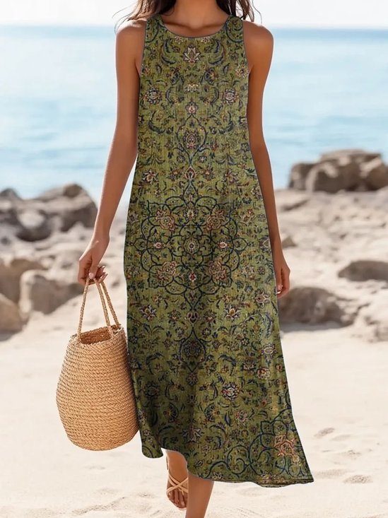 Simple Regular Fit Crew Neck Dress With No