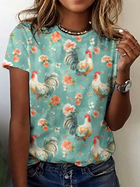 Regular Fit Animal Cotton Casual T-Shirt