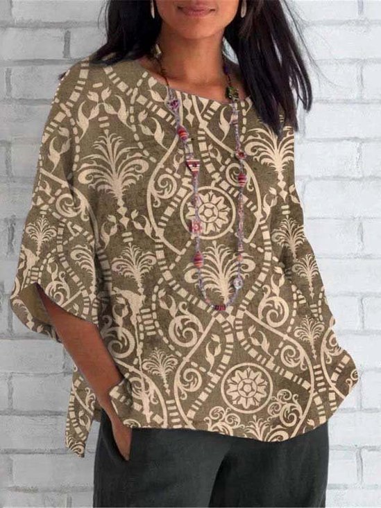 Casual Floral Crew Neck T-Shirt