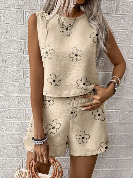 Women's comfortable casual vest shorts two-piece set