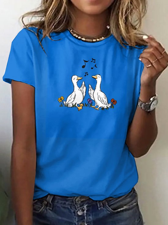 Crew Neck Casual Regular Fit Animal T-Shirt