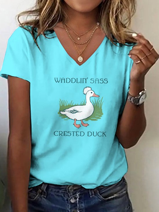 Regular Fit Casual V Neck Cotton T-Shirt