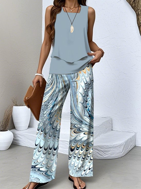 Crew Neck Regular Fit Casual Two-Piece Set
