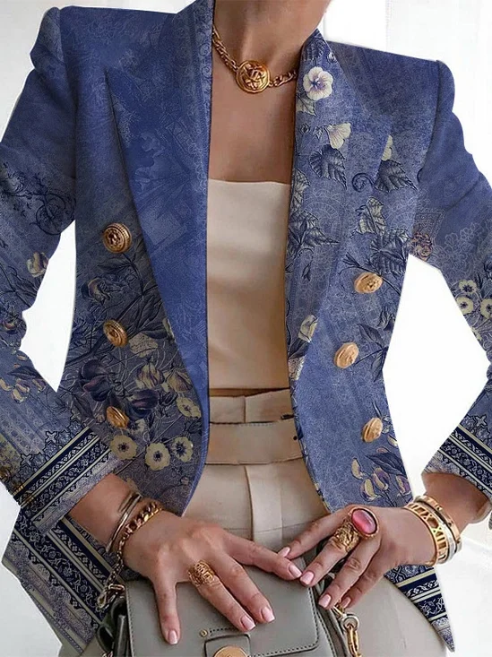 Women's Fashion Casual Printed Suits Slim Fit Printed Small Suits Street Others Blazer