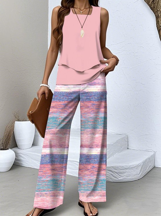 Gradient Pattern Casual Two-Piece Set