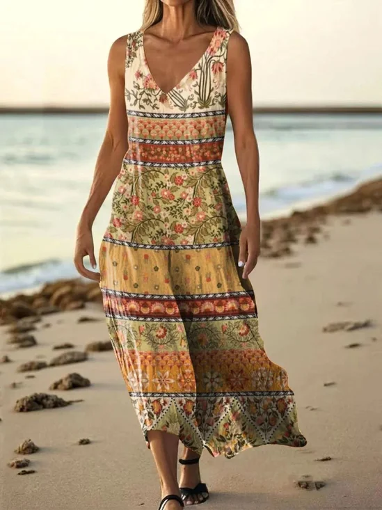 Ethnic Cotton Casual Dress With No