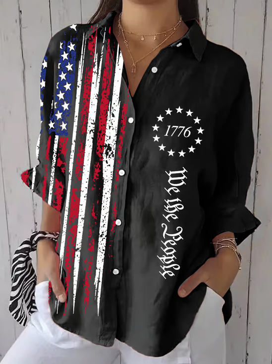 Vintage Flag Print Blouse