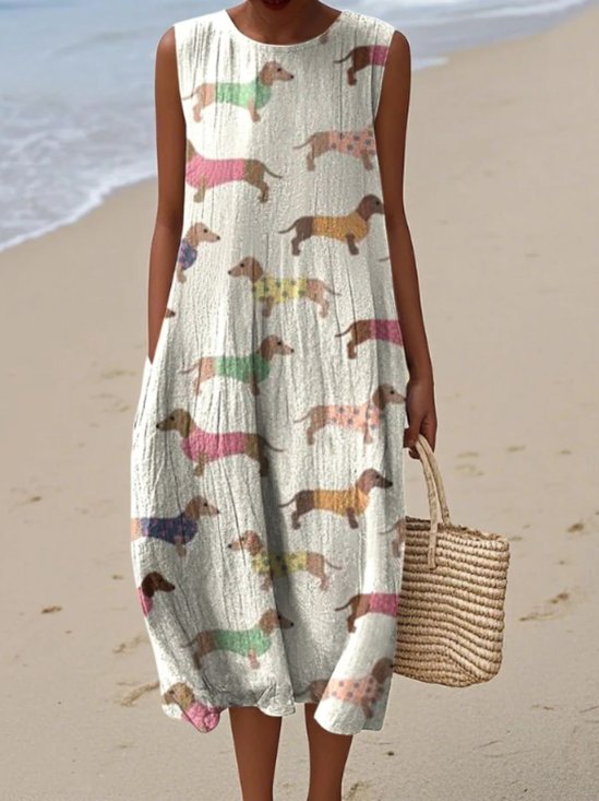 Vacation Cotton Dog Dress With No