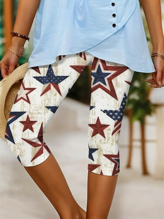 Independence Day Patriotic Leggings Capri Pants