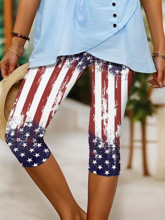 Independence Day Patriotic Leggings Capri Pants